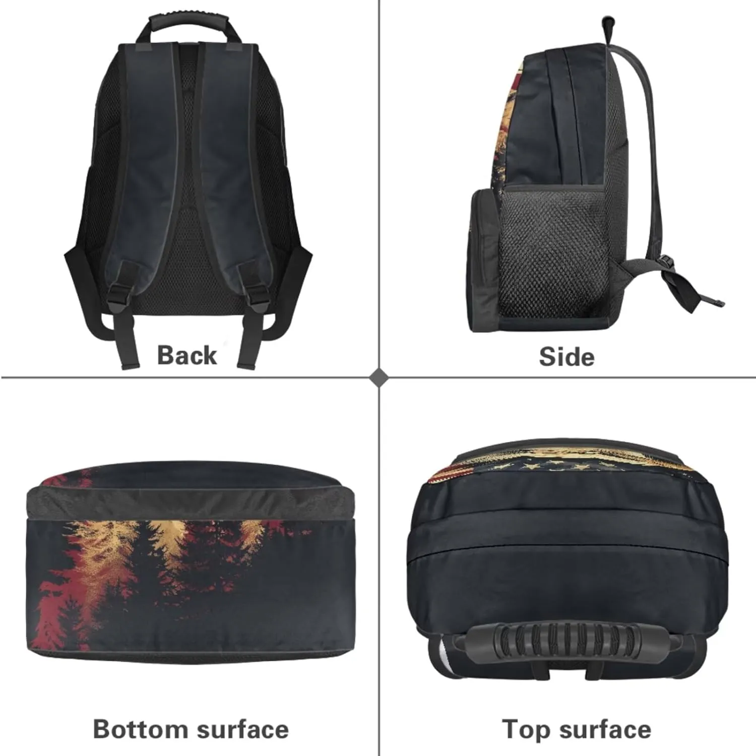 HUGS IDEA American Flag Kids Backpack for Boys Eagle Children School Backpack for Kids 4Pcs Bookbag and Insulated Lunch Box Set Large School Bag for Preschool Kindergarten Students