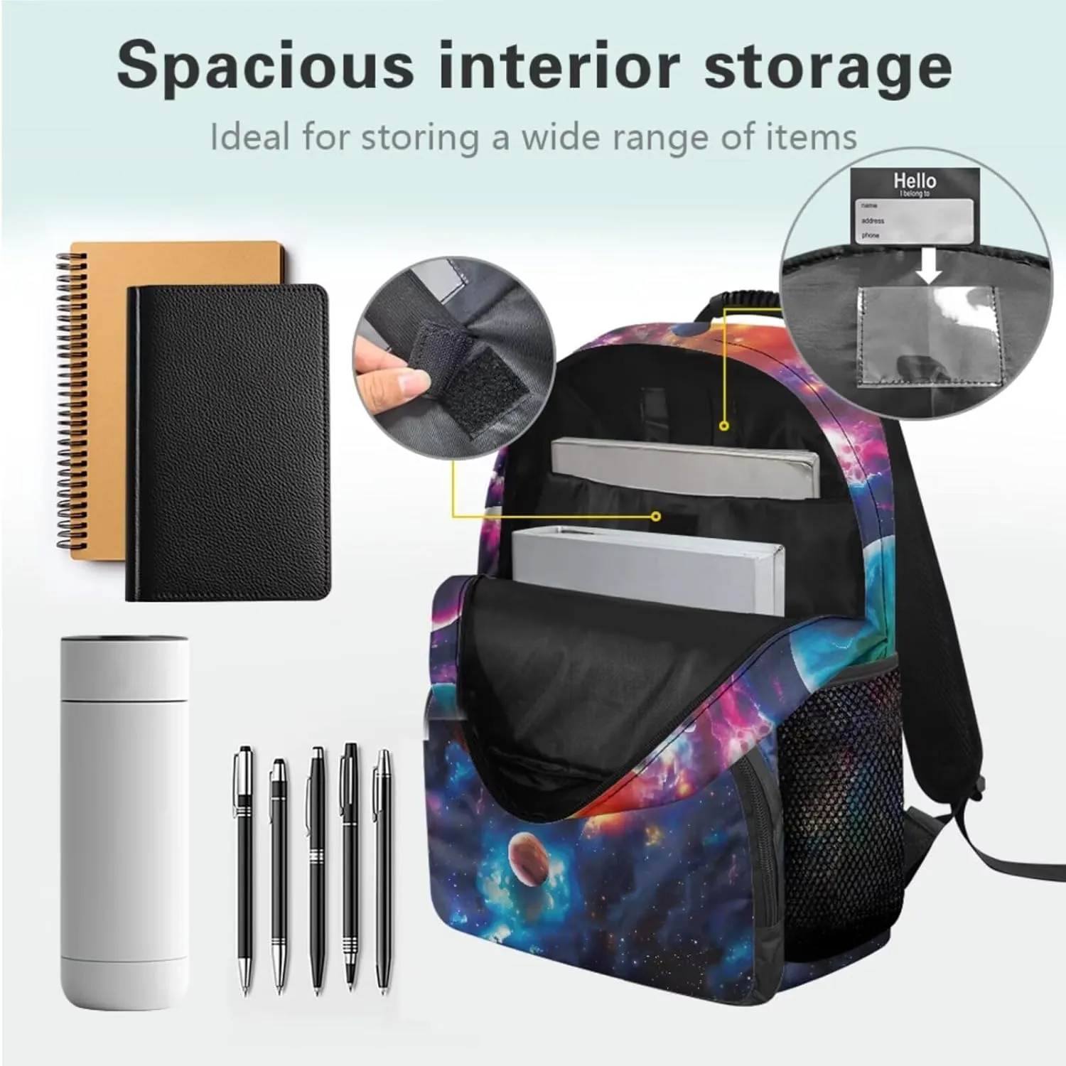 HUGS IDEA Galaxy Planets Backpack for Elementary School Planets Kids Bookbag with Lunchbox for Boys 6-8 Lightweight School Bags for Boys Large Schoolbag Set for Kids Travel Duffel Bag