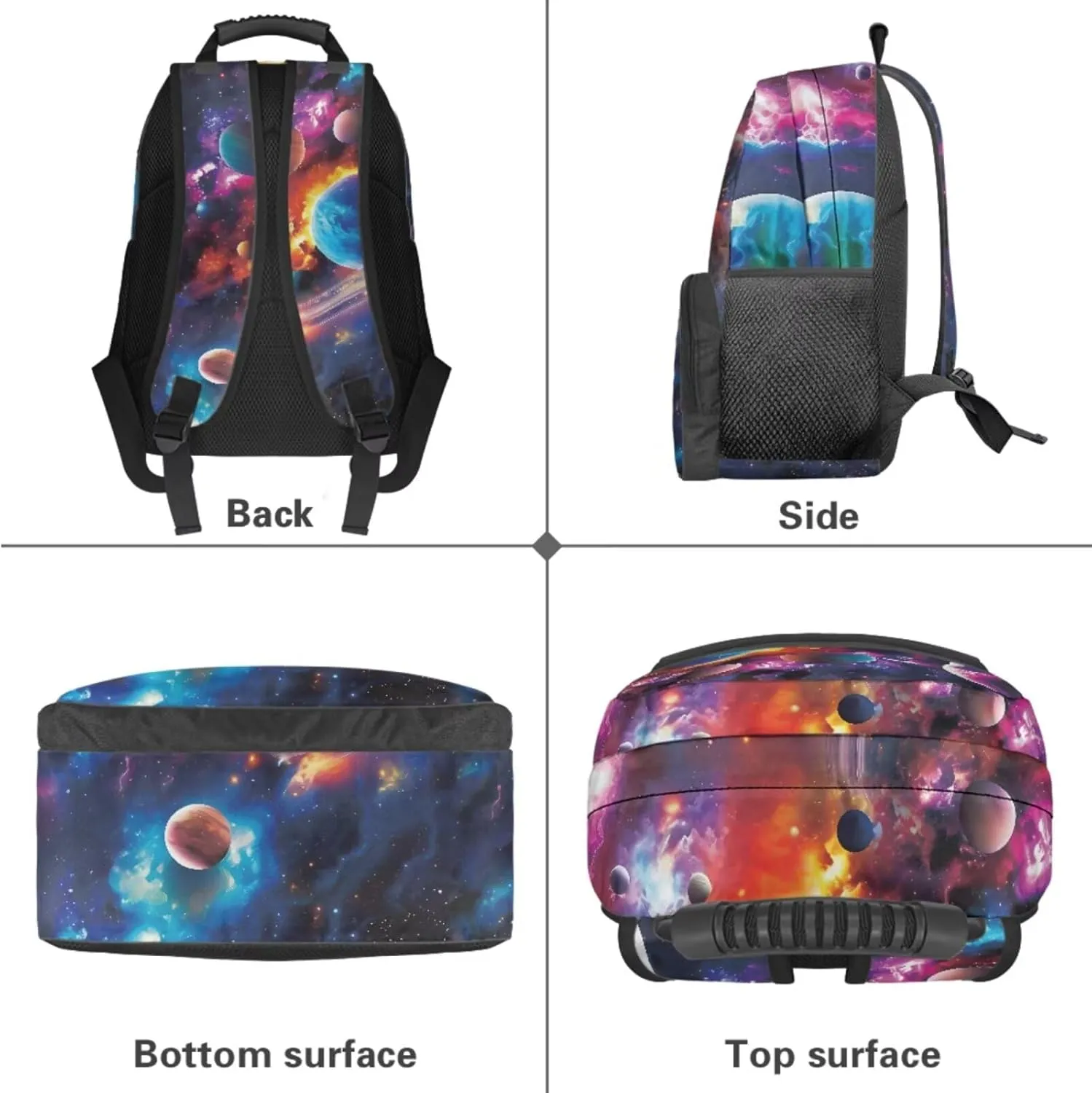 HUGS IDEA Galaxy Planets Backpack for Elementary School Planets Kids Bookbag with Lunchbox for Boys 6-8 Lightweight School Bags for Boys Large Schoolbag Set for Kids Travel Duffel Bag