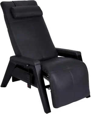Human Touch Gravis ZG Zero Gravity Leather Massage Chair Recliner with Air Massage and Heat - Black Wood - Gray Leather