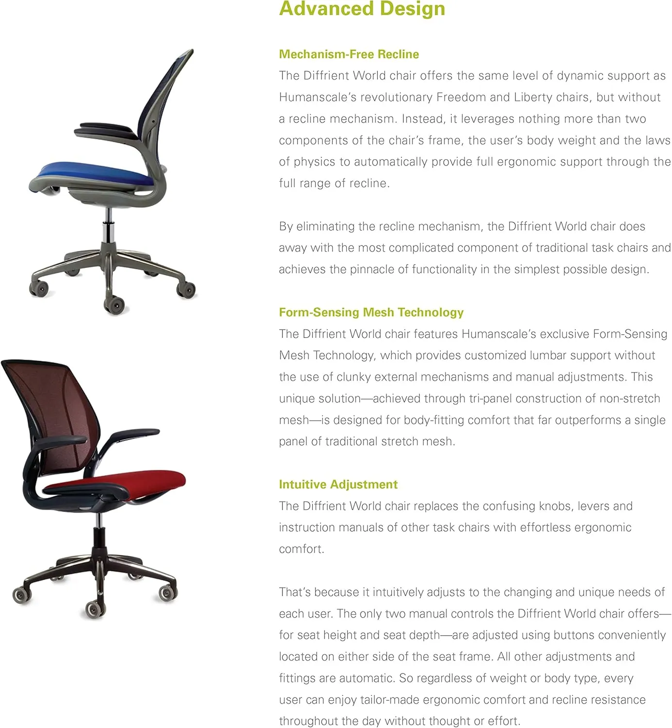 Humanscale Diffrient World Office Task Desk Chair - Adjustable Duron Arms - Black Frame Cadmium Pinstripe Back and Seat Mesh W11BN34N34 - Carpet Casters