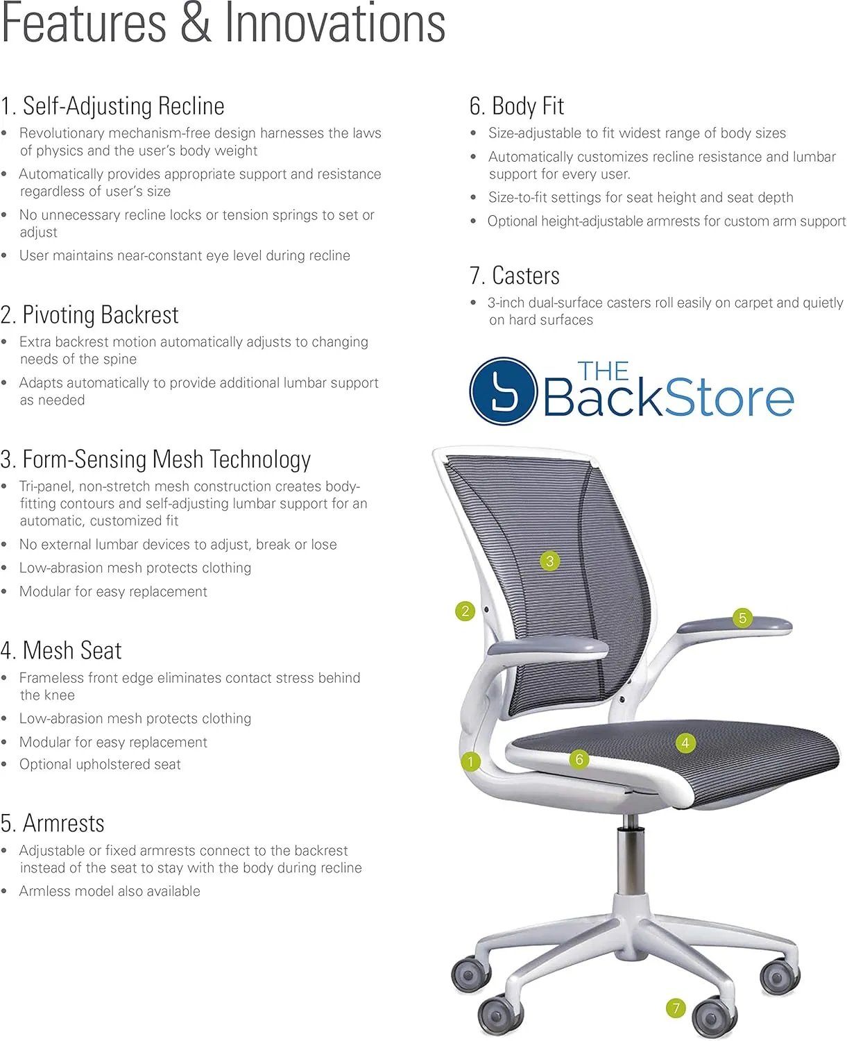 Humanscale Diffrient World Office Task Desk Chair - Adjustable Duron Arms - Black Frame Cyan Pinstripe Back and Seat Mesh W11BN58N58 - Carpet Casters