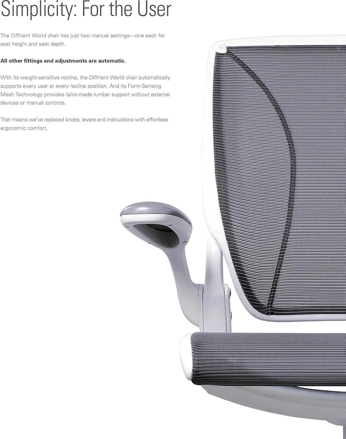 Humanscale Diffrient World Office Task Desk Chair - Adjustable Duron Arms - Black Frame Cyan Pinstripe Back and Seat Mesh W11BN58N58 - Carpet Casters