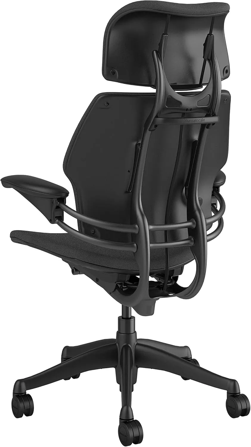 Humanscale Freedom Office Chair with Headrest - Ergonomic Work Chair with Advanced Highly Adjustable Duron Arms and Gel Seat - Wheels for Hard Flooring - Granite Fourtis Fabric