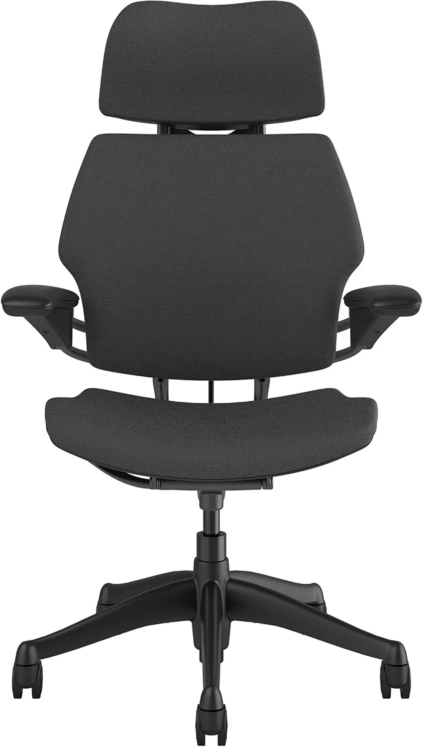 Humanscale Freedom Office Chair with Headrest - Ergonomic Work Chair with Advanced Highly Adjustable Duron Arms and Gel Seat - Wheels for Hard Flooring - Granite Fourtis Fabric