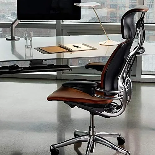 Humanscale Freedom Office Chair with Headrest - Ergonomic Work Chair with Advanced Highly Adjustable Duron Arms and Gel Seat - Wheels for Hard Flooring - Graphite Frame with Black Corde 4 Fabric