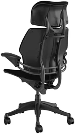 Humanscale Freedom Office Chair with Headrest - Ergonomic Work Chair with Advanced Highly Adjustable Duron Arms and Gel Seat - Wheels for Hard Flooring - Graphite Frame with Black Corde 4 Fabric