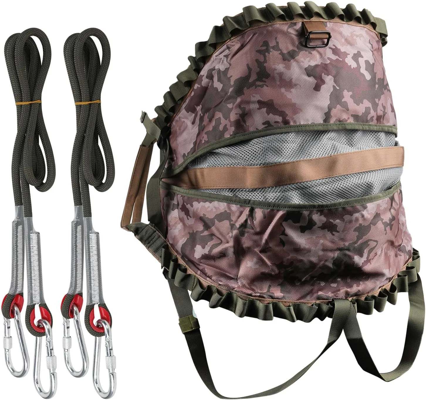 Hunting Saddle, Lightweight Tree Hunting Saddle Packable Tree Climbing Saddle Hammock Saddle Hunting Adjustable Tethered System Stands for Hunting Saddle Platform, Bridge with Buckle
