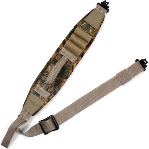 HUNTPAL 2 Point Gun Sling Shotgun Sling with Quick-Grab Handle and 3 Built-in Elastic Shell Holders, Neoprene Padding Rifle Strap with Metal Swivels, Thumb Loop and 1.25" Wide Anti-Slip Nylon Webbing