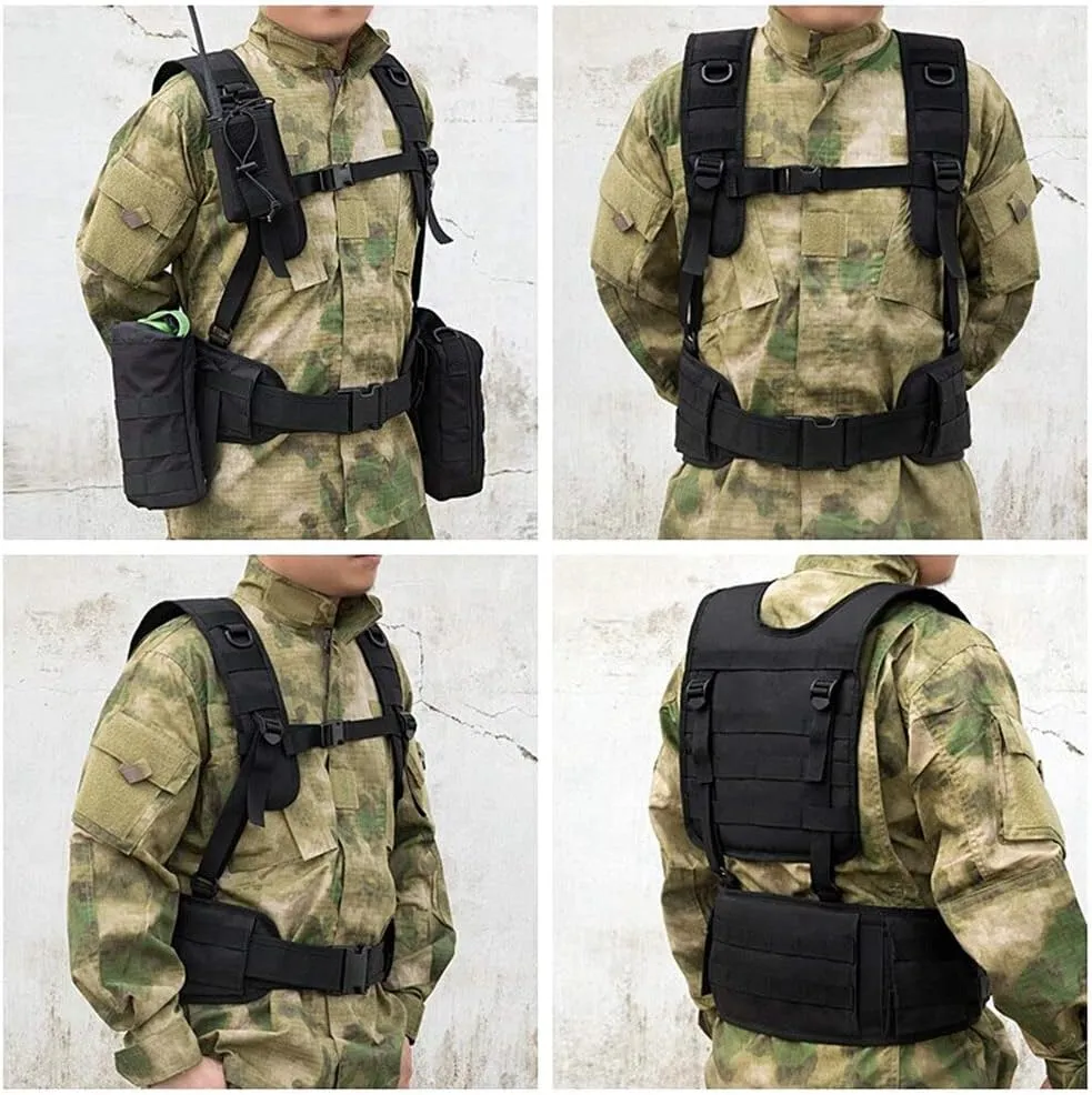 HWZ Tactical Vest MOLLE 1000D Nylon Vest Belt Combat Army Battle Cummer bunds for Mens with Shoulder Sling Combat Waist Belt