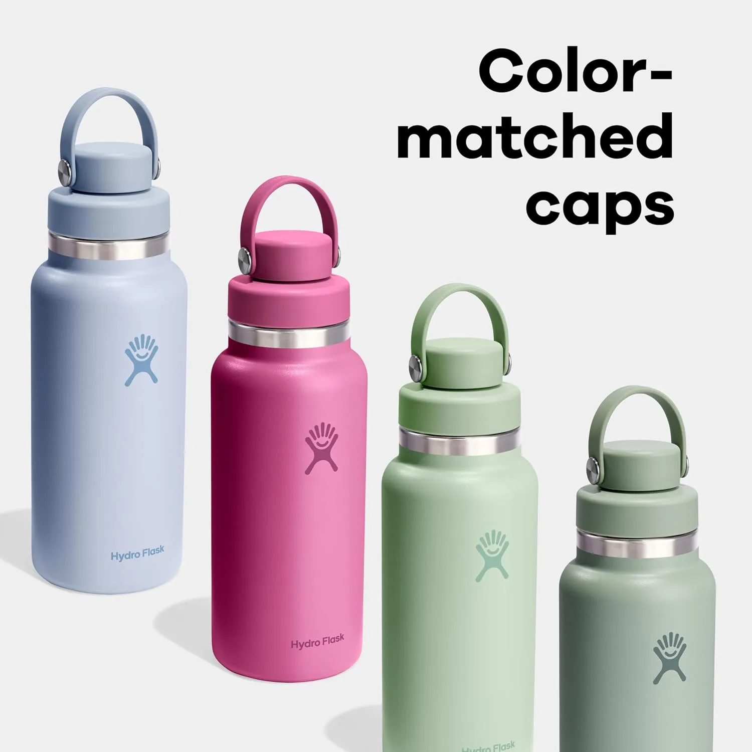 HYDRO FLASK Wide Mouth Chug Cap vacuum insulated stainless steel water bottle with leakproof closeable lid for cold water drinks, sports, travel, car and school