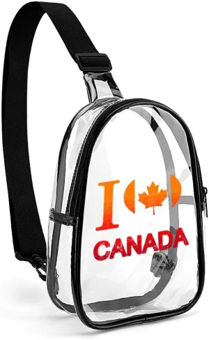 I Love Canada Cute Crossbody Sling Bag Unisex Transparent Chest Bag Adjustable Strap Shoulder Bag