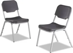 Iceberg 64117 Rough N Ready Series Original Stackable Chair, Charcoal/Silver, 4/Carton