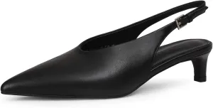 iiimmu Slingback Heels for Women Closed Toe 2 IN Kitten Heels Pointed Toe Women Pumps Low Heel Dress Shoes Faux Leather