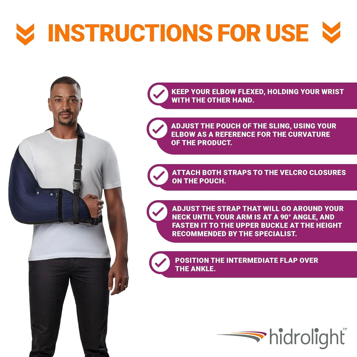 Immobilizer Arm Sling for Upper Limb Injuries - Arm Brace for Left and Right, Bursitis Elbow Brace, Arm Support Straps - Shoulder Support Immobilizer for Rotator Cuff - Black, Small