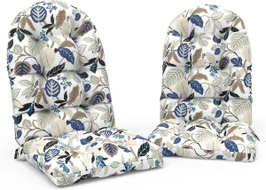 Indoor/Outdoor Adirondack Chair Cushions 44 x 19 x 4 Inch, Tufted Outdoor Rocking Chair Cushion, Anti-Slip High Back Patio Chair Cushions, Set of 2, Breeze Leaves Beige