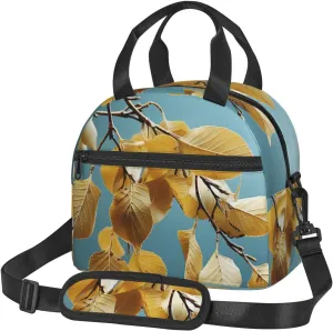 Insulated Lunch Bag Lunch Box for Women Men Leakproof Thermal Lunch Tote Bag with Adjustable Shoulder Strap Lunch Cooler Bag Birch leaves Reusable Lunch Container for Travel