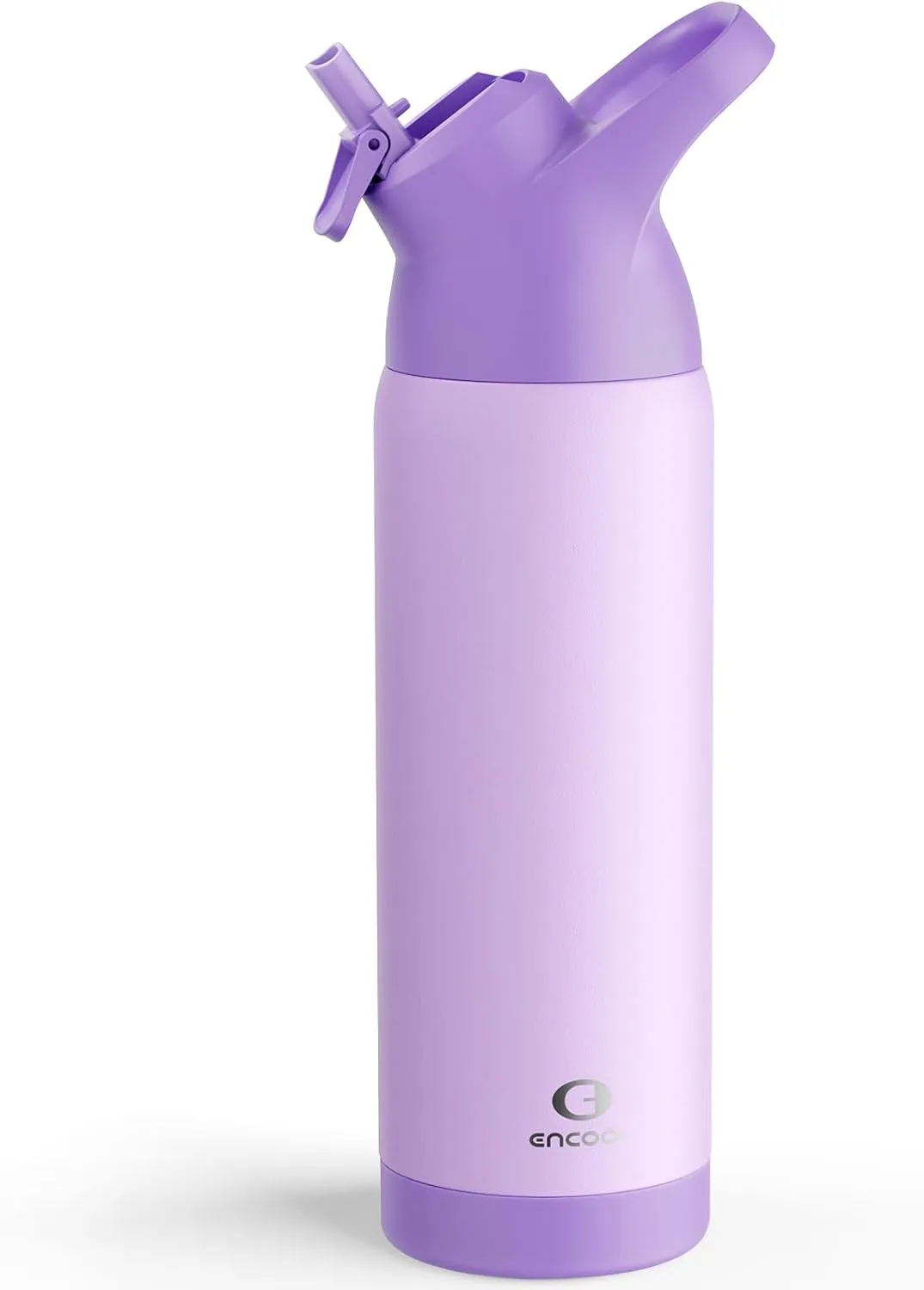 Insulated Water Bottle with Straw - Encool Stainless Steel Water Bottle, Reusable Leakproof and BPA-Free for Sports, Travel, Cold for 24 Hours, 24 oz, Lavender