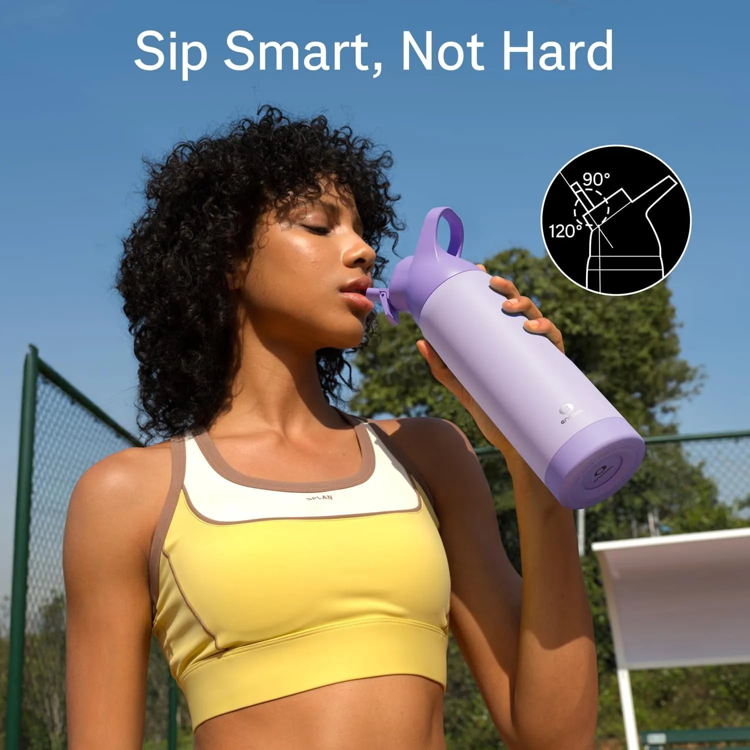 Insulated Water Bottle with Straw - Encool Stainless Steel Water Bottle, Reusable Leakproof and BPA-Free for Sports, Travel, Cold for 24 Hours, 24 oz, Lavender