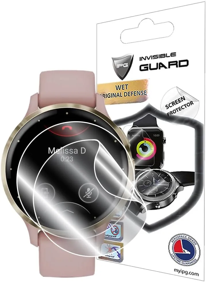 IPG for Garmin VENU 3S GPS Smartwatch Hydrogel Screen Protector (2 Units) Invisible HD Clear Film Anti Scratch Guard-Smooth/Self-Healing/Bubble for Venu3S