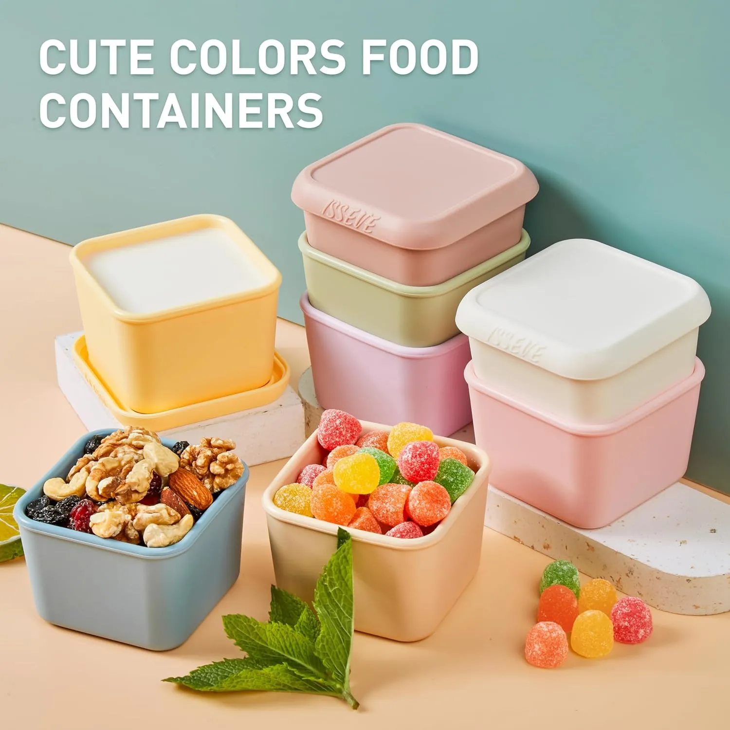 ISSEVE 6Pack 6oz Silicone Snack Containers for Kids, Reusable Small Containers with Lids, Leak Proof Silicone Food Storage Containers, Children Kids Lunch Box for Daycare, School, Travel