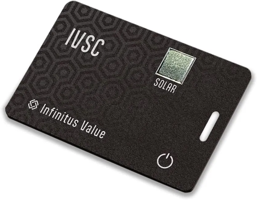 IVSC: InfinitusValue Smart Tracking Card, Apple Find My App Compatible, Solar Rechargeable, Thin GPS Item Finder for Luggage Tag, Purse, Passport, Slim Smart Bluetooth Tracking with Key Chain Hole