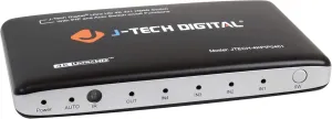 J-Tech Digital 4K@30HZ 4-Port HDMI Switch with PIP, IR, HDCP1.4 Wireless Remote Control, and Auto Switch ON/OFF Functions with Control4 Driver Available