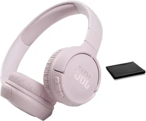 JBL Tune 510BT: Wireless Bluetooth On-Ear Headphones with Purebass Sound - with Cleaning Cloth (Rose, Standard), JBLT510BT-Black-Cloth