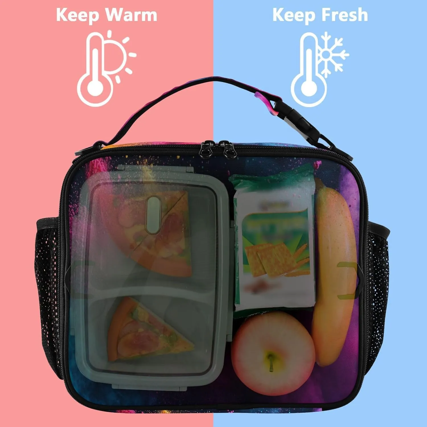 Joisal Color Powder Explosion Lunch Bag for Men Crossbody Lunch Bag, Soft Cooler for Office Picnic Hiking Beach