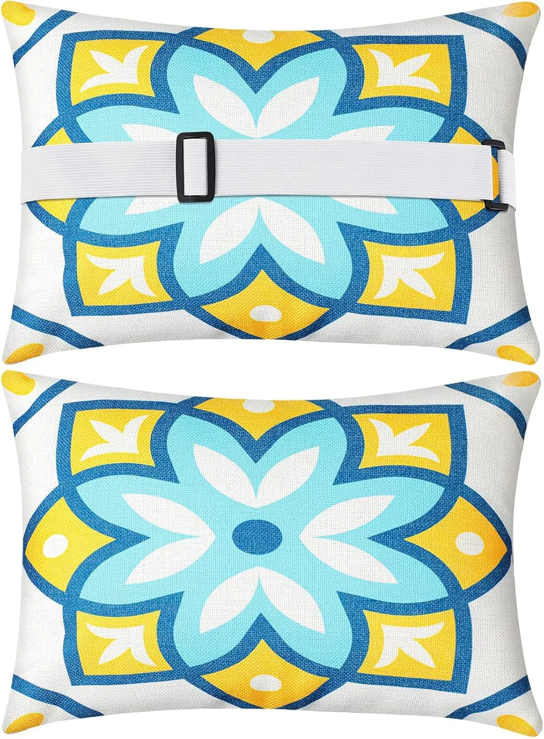 Juexica 2 Pack Outdoor Beach Chair Head Pillow with Strap 16 x 11 Inches Hammock Lumbar Lounge Recliner Resting Pillows for Beach Office Chair(Fresh Flowers)