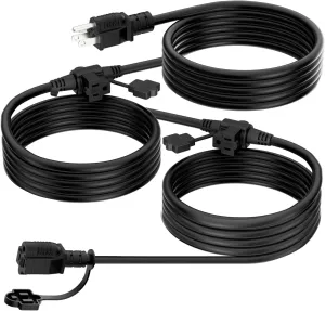 K KASONIC - Outdoor Extension Cord 25 FT, Evenly Spaced 3 Outlets Plugs, 16/3 SJTW Weatherproof Multiple Outlets Wire for Landscaping Light, Holiday Decoration and Christmas, ETL Listed, Black