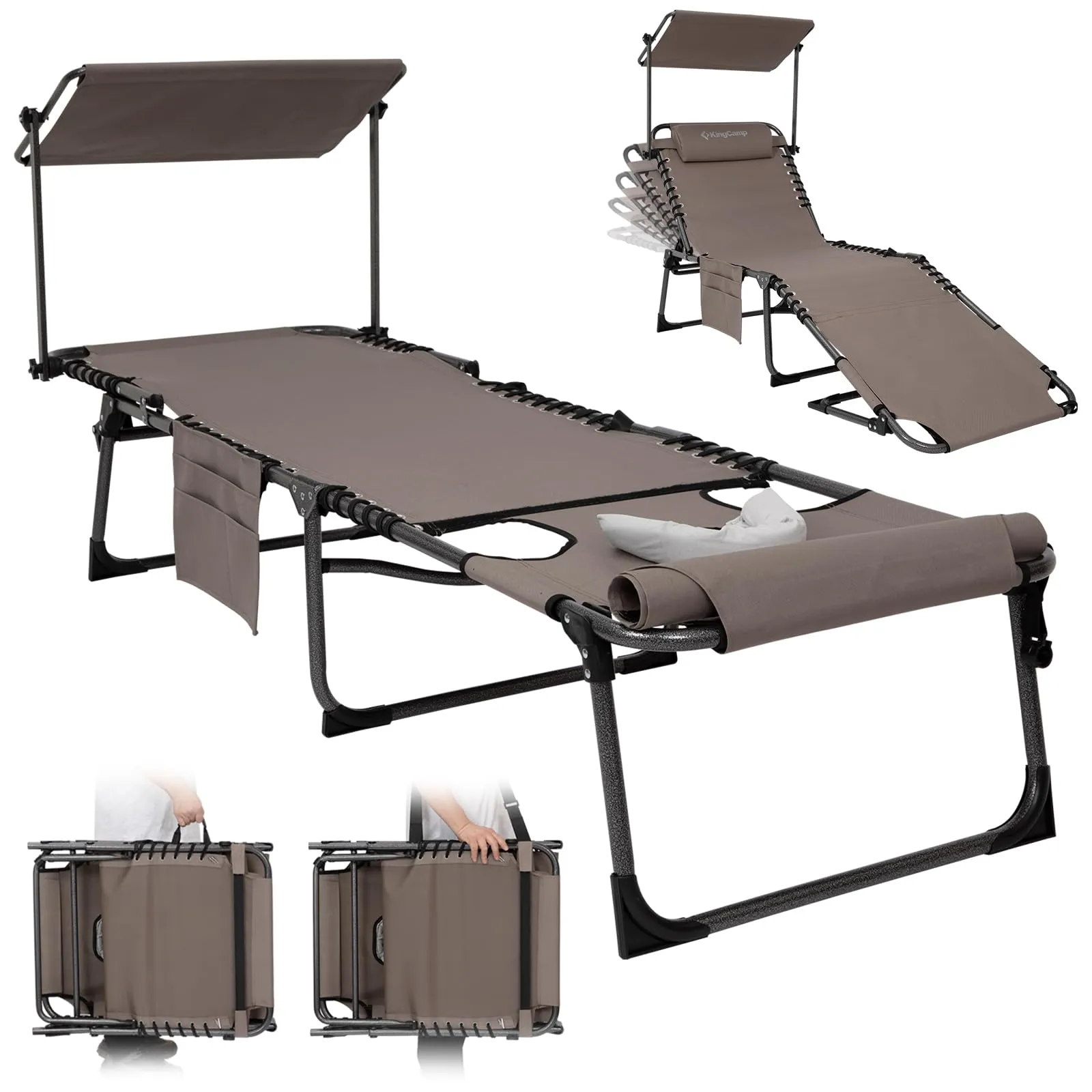 KingCamp MAGNOLIA B10 PLUS Backpack Chaise Lounge with Adjustable Canopy and Face Hole