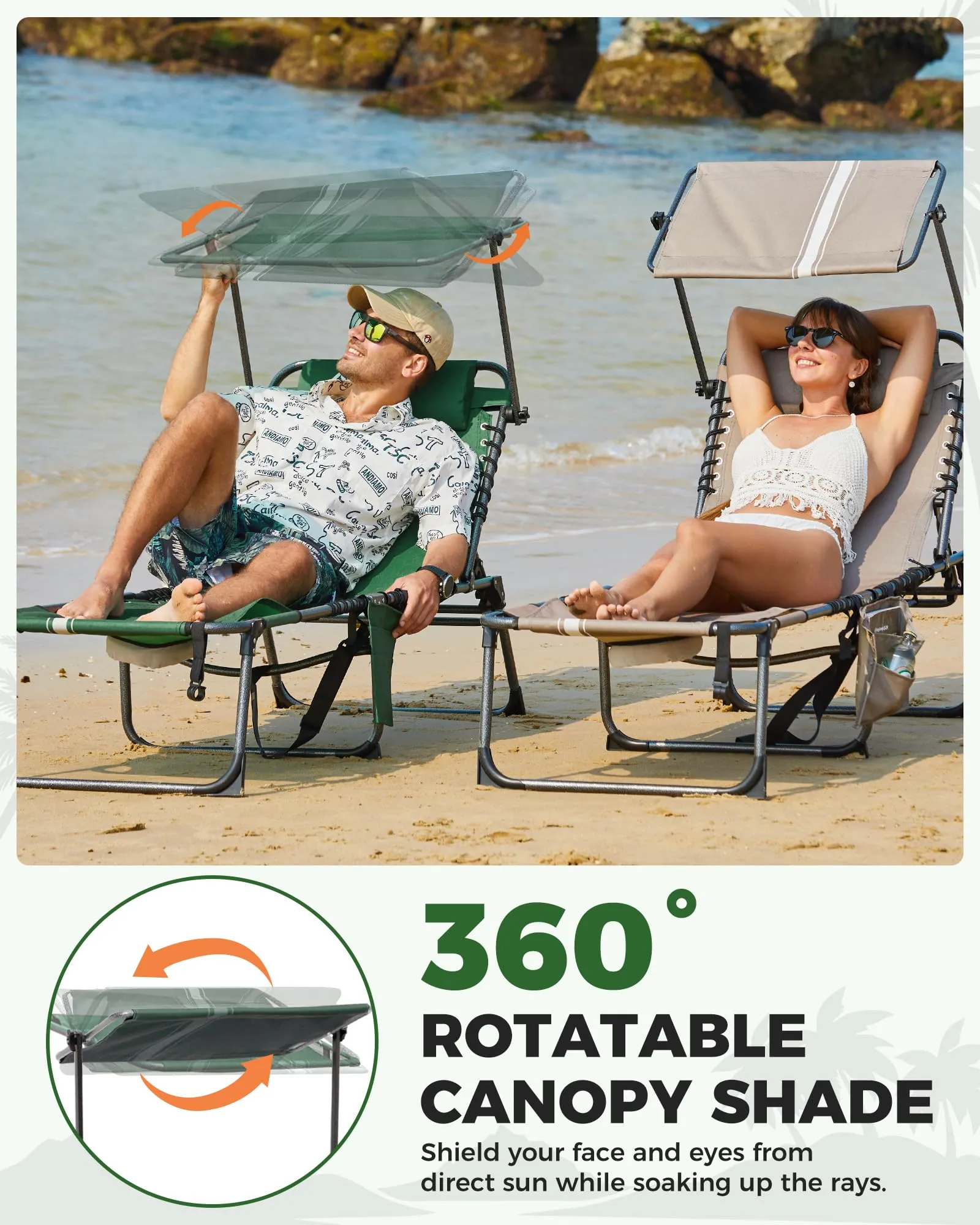 KingCamp MAGNOLIA B10 PLUS Backpack Chaise Lounge with Adjustable Canopy and Face Hole