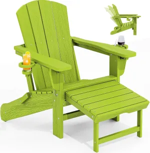 KINGYES Folding Adjustable Adirondack Chair with Ottoman, Apple