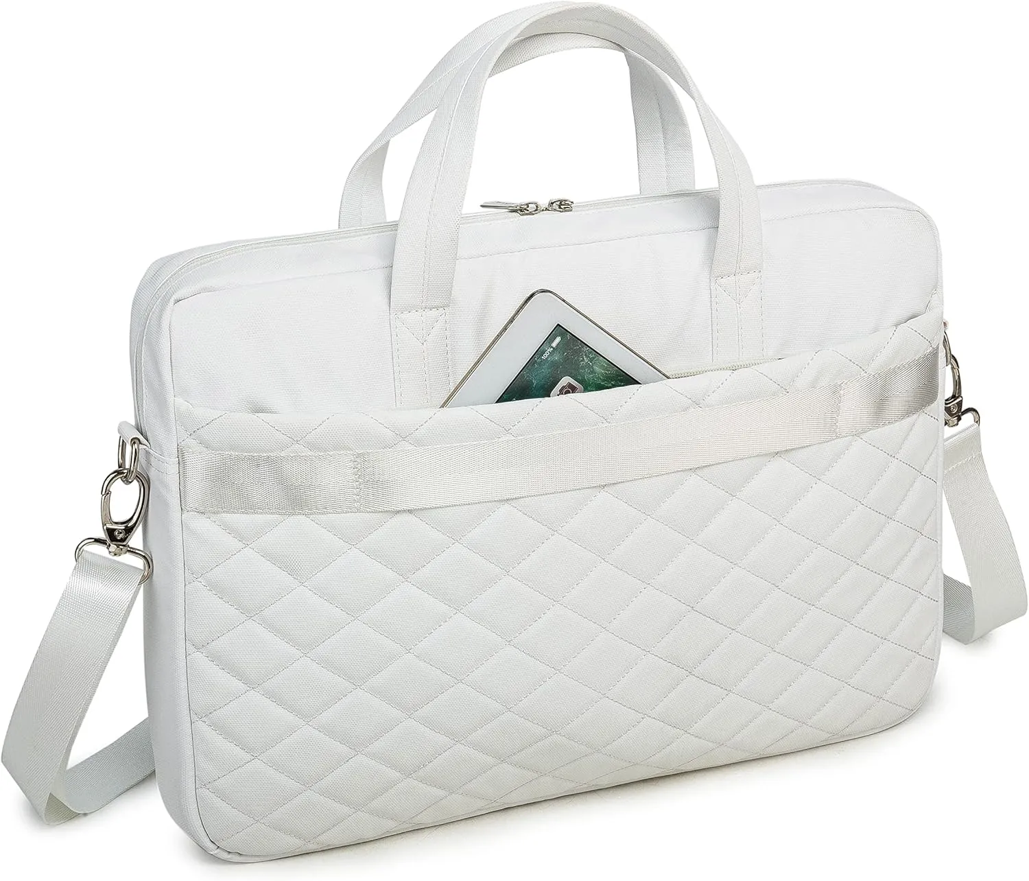 Kinmac Laptop Bag,Laptop Sleeve Case Shoulder Bag For MacBook Air Pro 13 inch,MacBook Pro 14 inch and 13 inch to 14 inch Laptop (White Embroider)