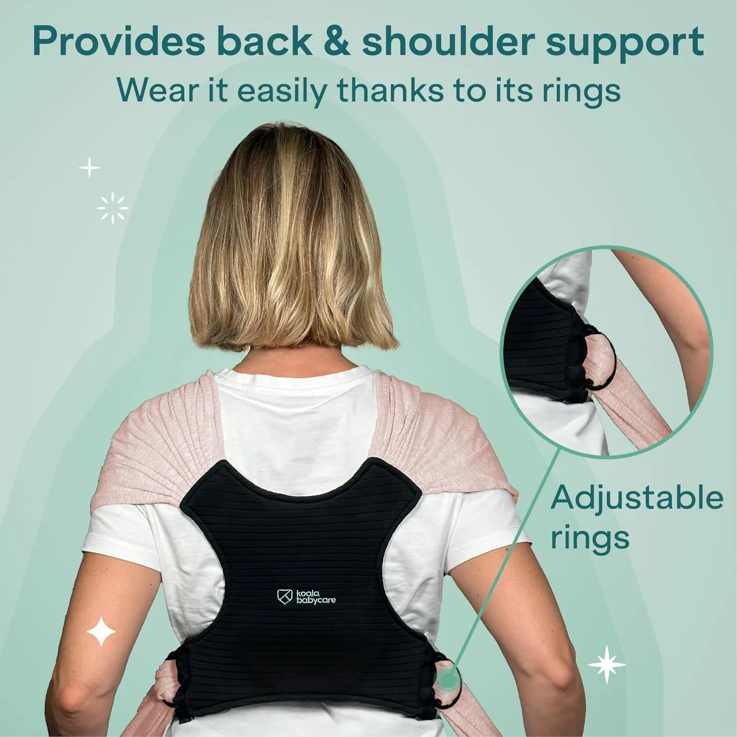 Koala Babycare Baby Carrier Wrap, Adjustable and Easyt-to-Wear As a T-Shirt - Baby Wearing Wrap One Size Fits All - Unisex Infant Wrap Carrier Up to 22lbs