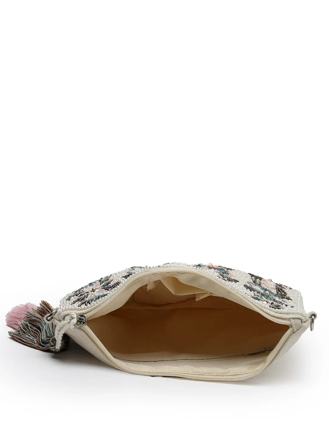 Kooky Floral Embellished Handloom Cotton Canvas Sling Bag