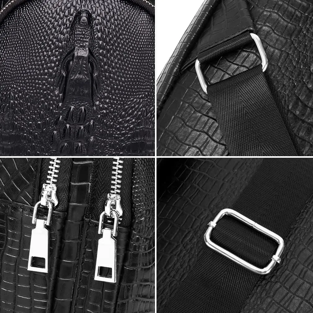 KPYWZER Vintage Leather Sling Bag Backpack for Men Crossbody Shoulder Chest DayPack Backpacks