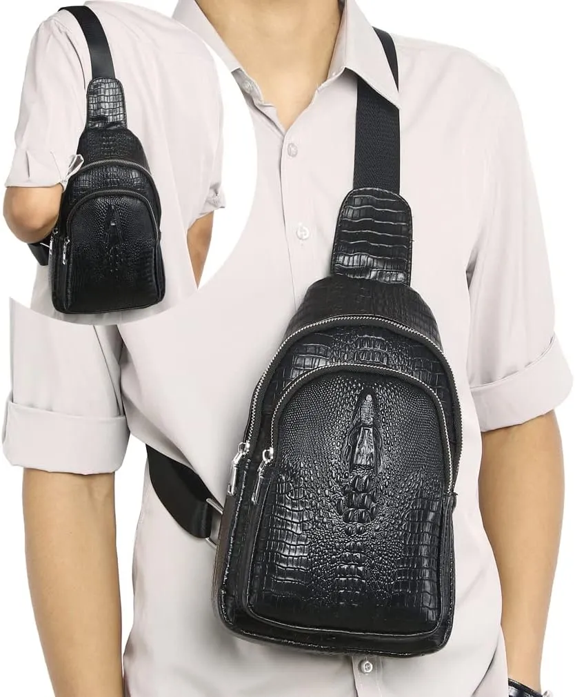 KPYWZER Vintage Leather Sling Bag Backpack for Men Crossbody Shoulder Chest DayPack Backpacks