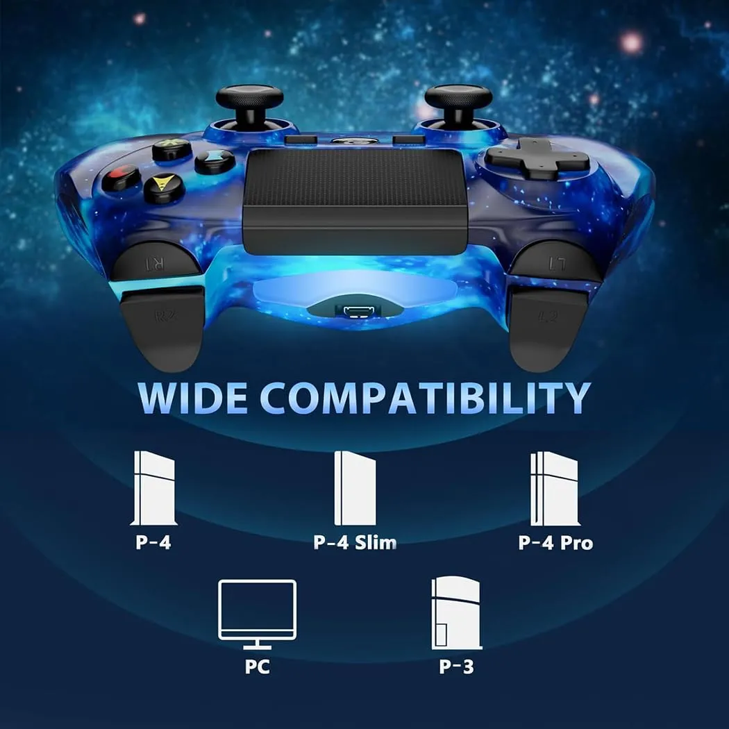 Kujian Wireless Controller for PS4, Compatible with Playstation 3/4/Pro/Slim/PC Remote Game Control, Double Vibration, Touch Pad, Six-axis Motion Sensor, Stereo Headphone Jack