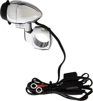 Kuryakyn 1476 Motorcycle Handlebar Accessory: Electrical Power Point/Device Charger with Mounting Clamp, Universal Fit for 1-1/4" Diameter Handlebars, Chrome , Black