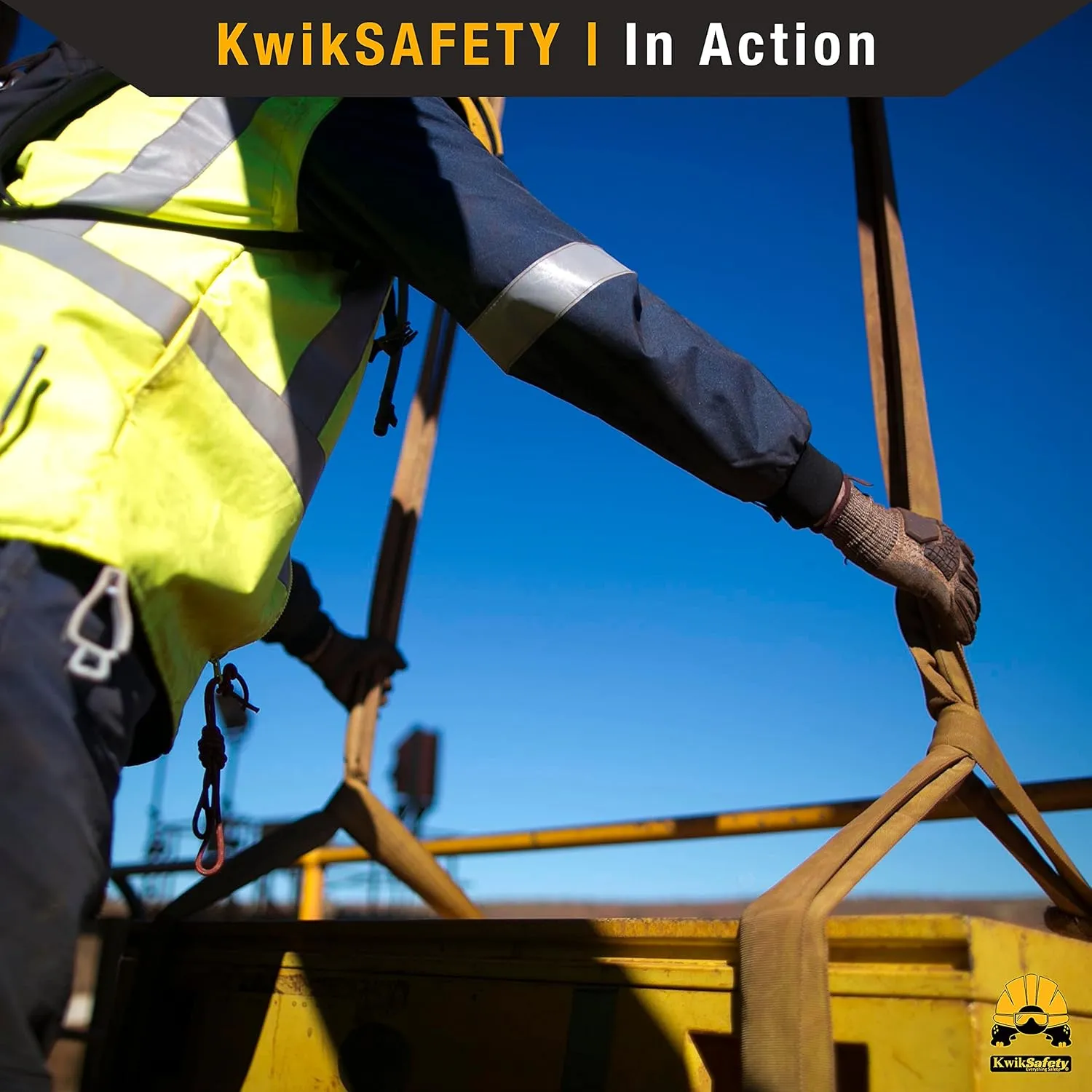 KwikSafety - Charlotte, NC - Mighty Sumo 2”x 8’ Poly Web Sling Lifting Strap Construction ASME OSHA / 6400lbs Vertical 5100lbs Choker 12800lbs Basket/Rigging Moving Towing Hoisting Gear