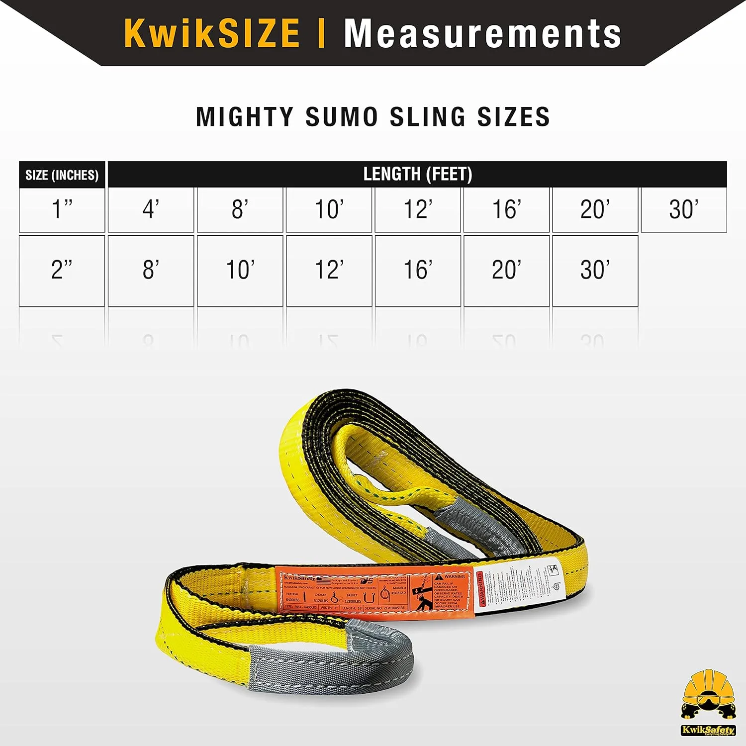 KwikSafety - Charlotte, NC - Mighty Sumo 2”x 8’ Poly Web Sling Lifting Strap Construction ASME OSHA / 6400lbs Vertical 5100lbs Choker 12800lbs Basket/Rigging Moving Towing Hoisting Gear