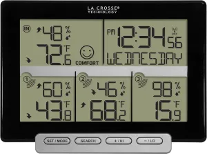 La Crosse Technology 308-1412-3TX-INT Wireless Weather Station (Including 3 Sensors) , Black