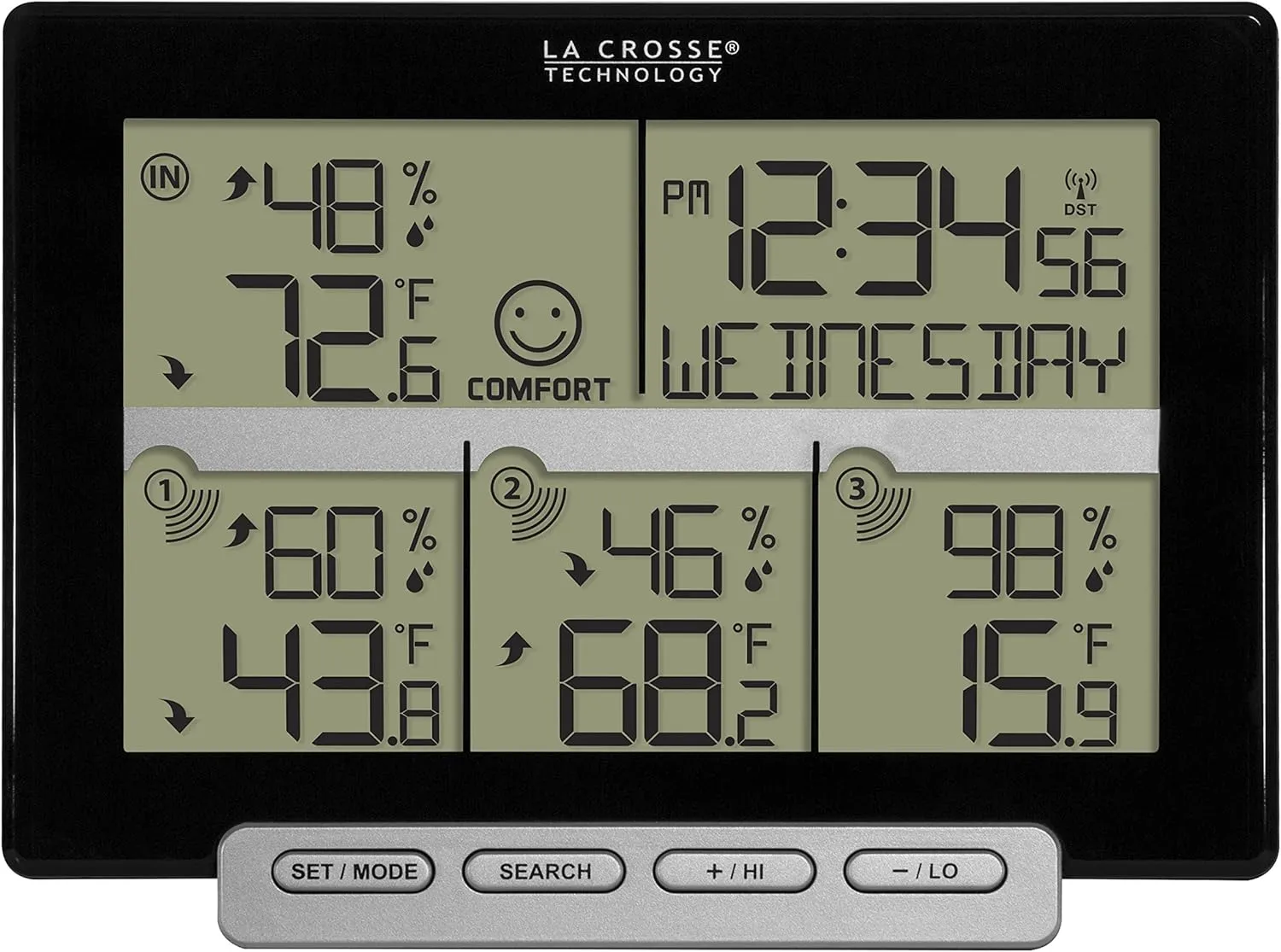 La Crosse Technology 308-1412-3TX-INT Wireless Weather Station (Including 3 Sensors) , Black