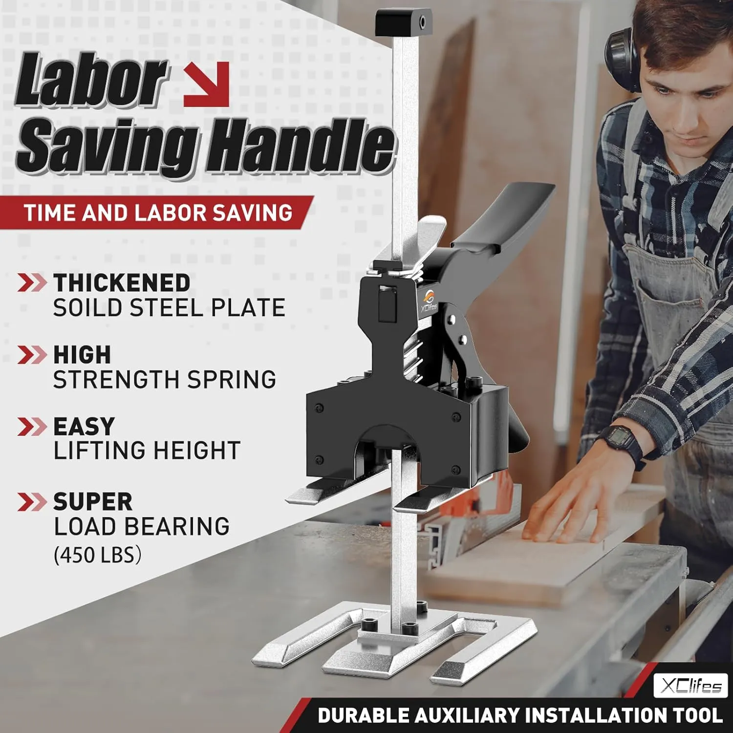 Labor-Saving Handle 2 Pack, Construction Jack, Wall Tile Locator, Multi-Function Height Adjustment Lifting Device, Door Panel Lifting Cabinet Jack, Raised 6.69 in, Pair Dynamic Load 450 LB