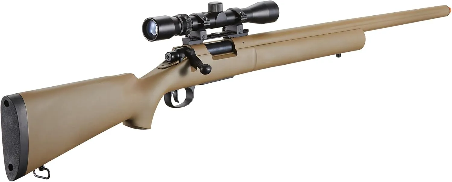 Lancer Tactical M24 Bolt Action Spring Powered Sniper Airsoft Rifle (Threaded) (450 FPS)
