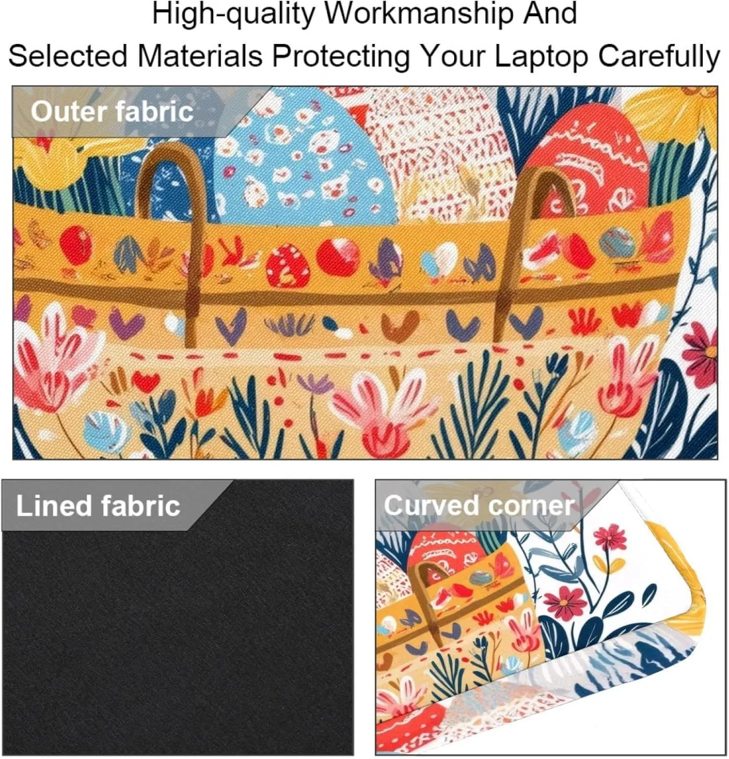 Laptop Bag Messenger Sleeve Easter Bunnies Easter Eggs Flowers and a Basket Portable Tote Laptop Case Work Business Bag