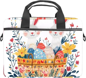 Laptop Bag Messenger Sleeve Easter Bunnies Easter Eggs Flowers and a Basket Portable Tote Laptop Case Work Business Bag