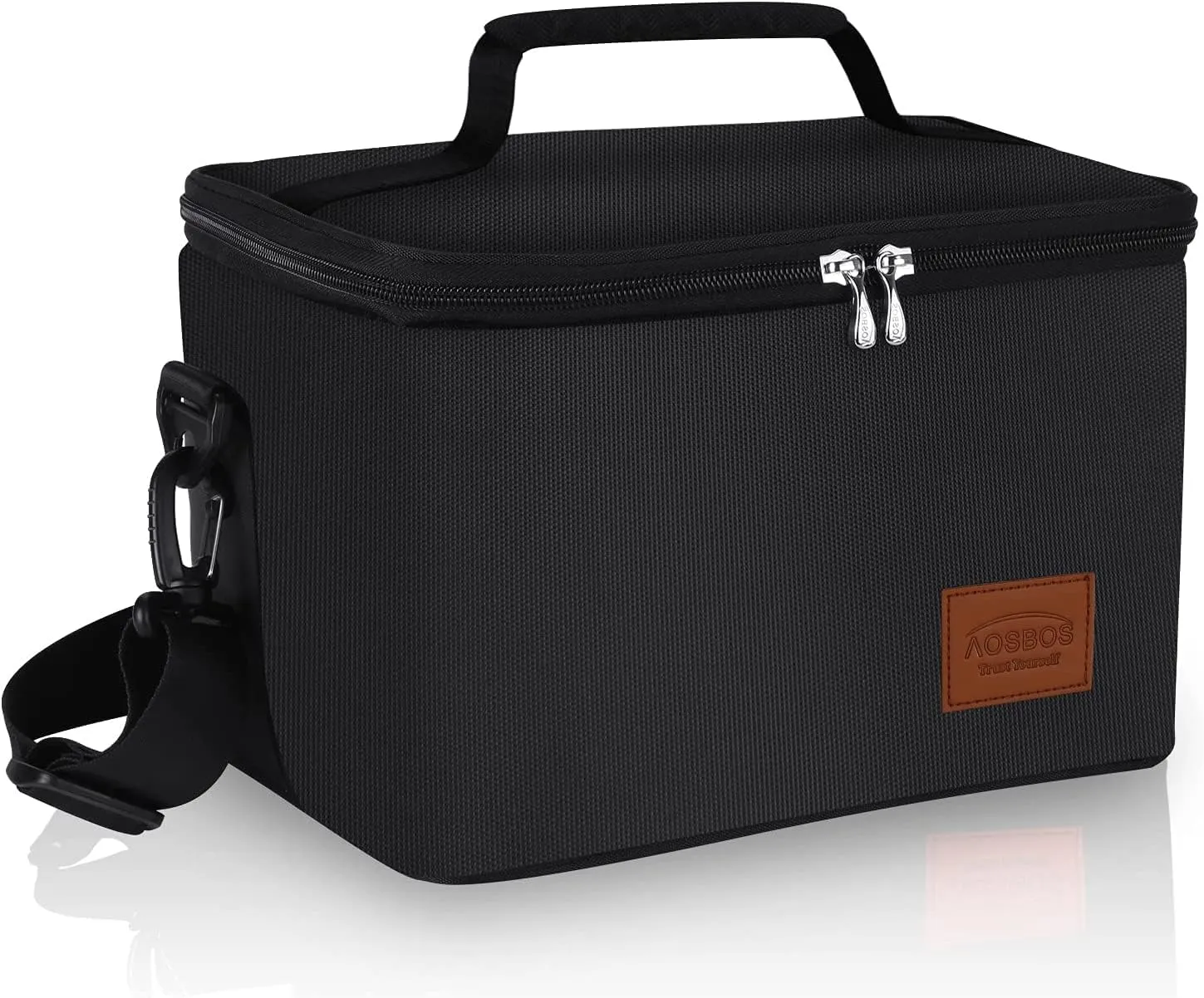 Large Lunch Bag for Men Women Insulated Lunch Box Leakproof Reusable Lunch Cooler Tote with Shoulder Strap Adult Thermal Lunch Pail Black Lunchbox for Office Work Picnic Loncheras Para Hombres